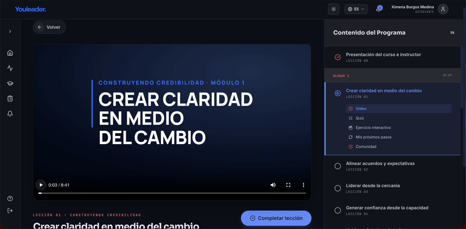 Lección en video